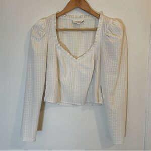 White Topshop Blouse Puff Sleeves